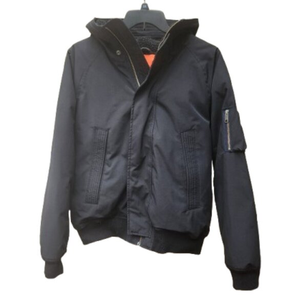 GAP Men's Primaloft Black Down Alternative Coat Hooded Zip-Up - Picture 1 of 16